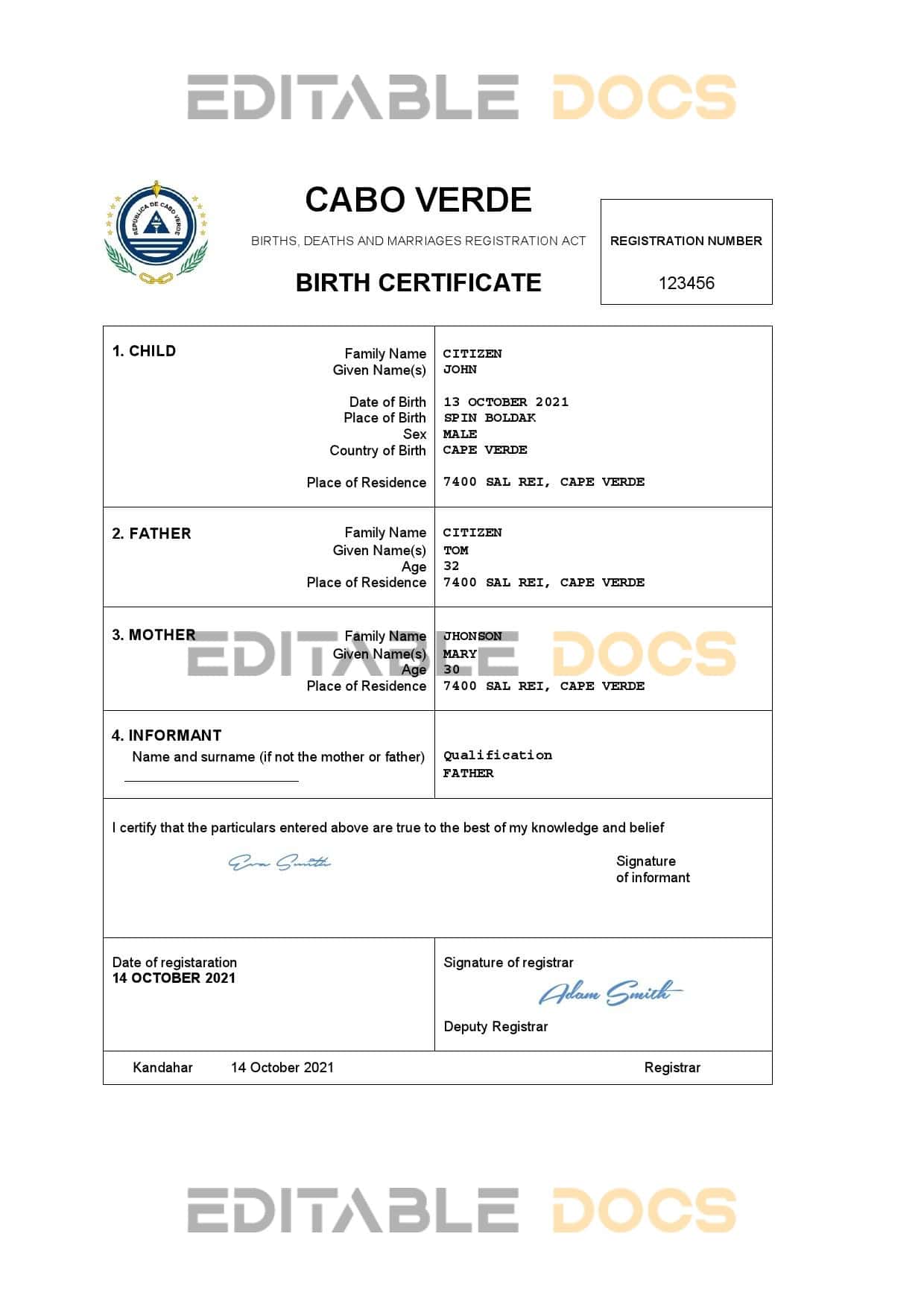 Cabo-Verde-certificate.jpg Cabo Verde vital record birth certificate Word and PDF template