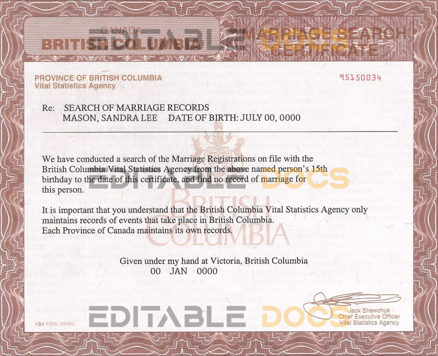 Canada Marriage Certificate Editable PSD Templates Canada Marriage Certificate Editable PSD Templates