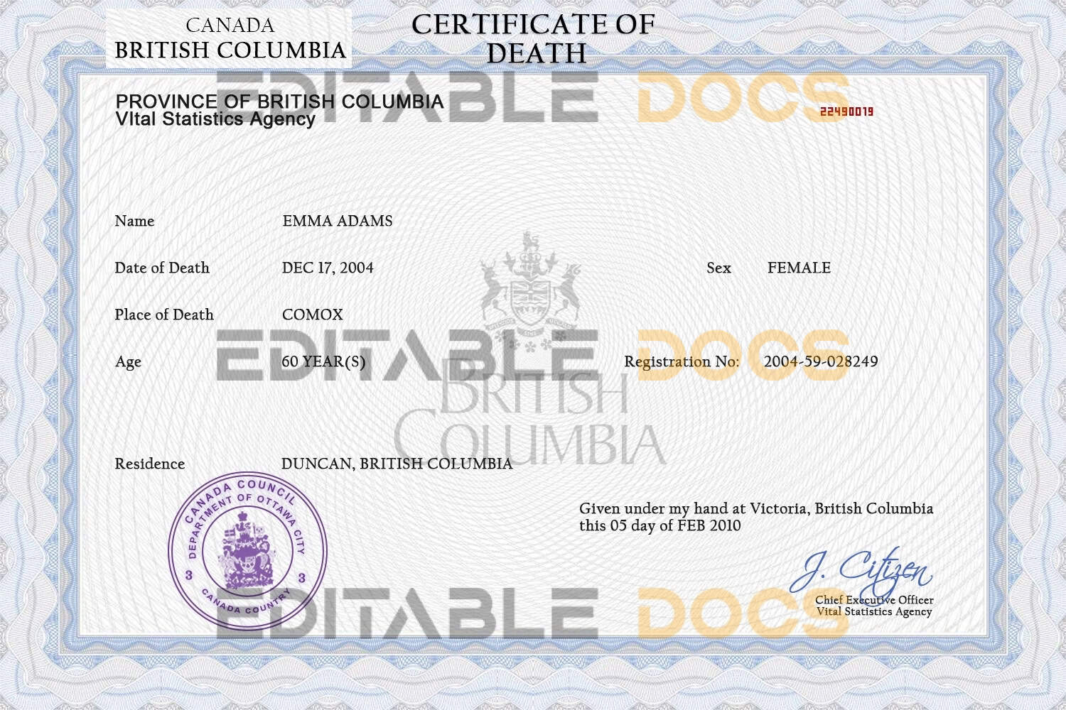 Canada-vital-record-death-certificate-PSD-template-fully-editable.jpg Canada vital record death certificate PSD template