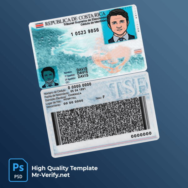 Costa-Rica-ID-mrverify Costa Rica ID Card Psd template