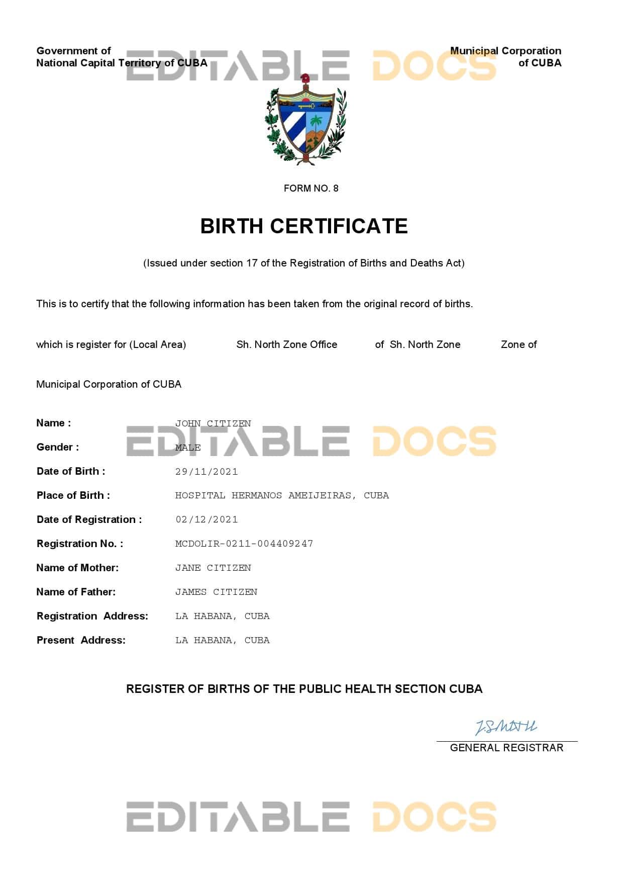 Cuba-birth-certificate.jpg Cuba vital record birth certificate Word and PDF template