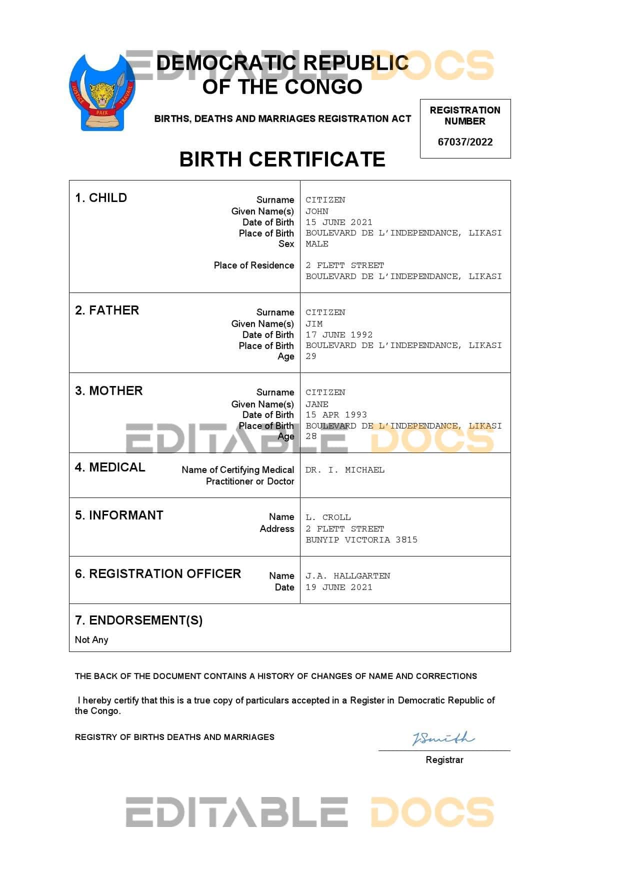 Democratic-Republic-of-the-Congo-birth-certificate.jpg Democratic Republic of the Congo birth certificate Word and PDF template