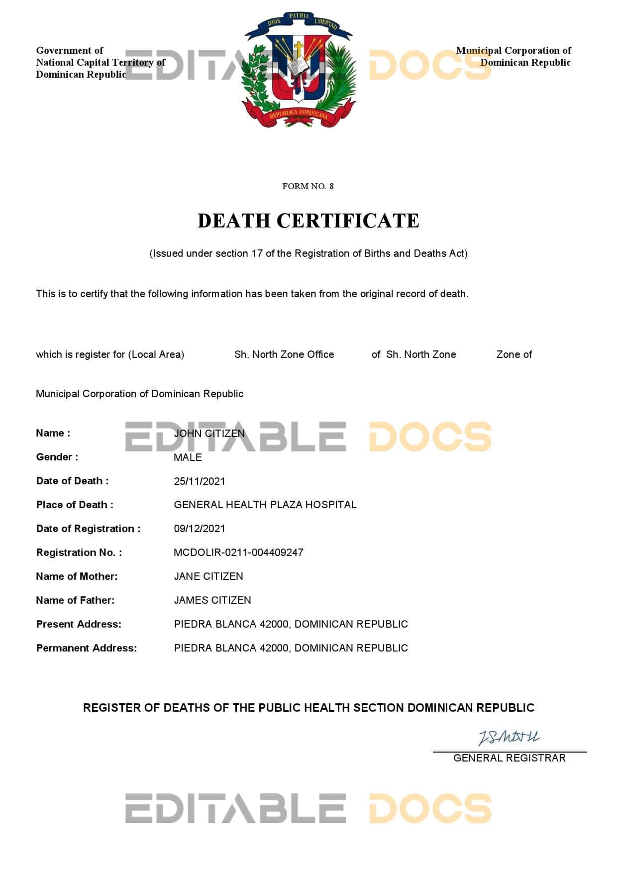 Dominican-Republic-death-certificate.jpg Dominican Republic death certificate Word and PDF template
