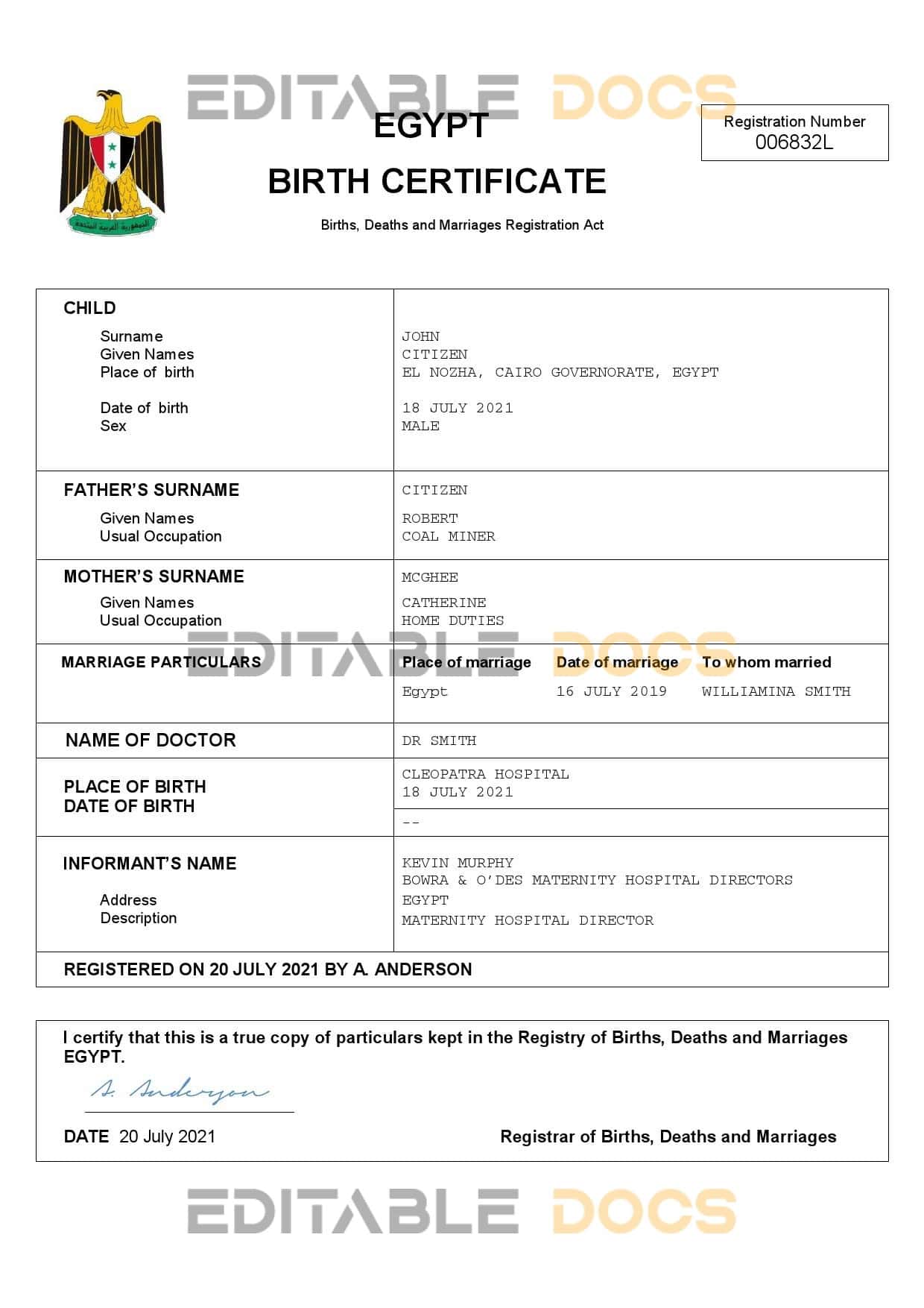 Egypt-birth-certificate.jpg Egypt birth certificate Word and PDF template