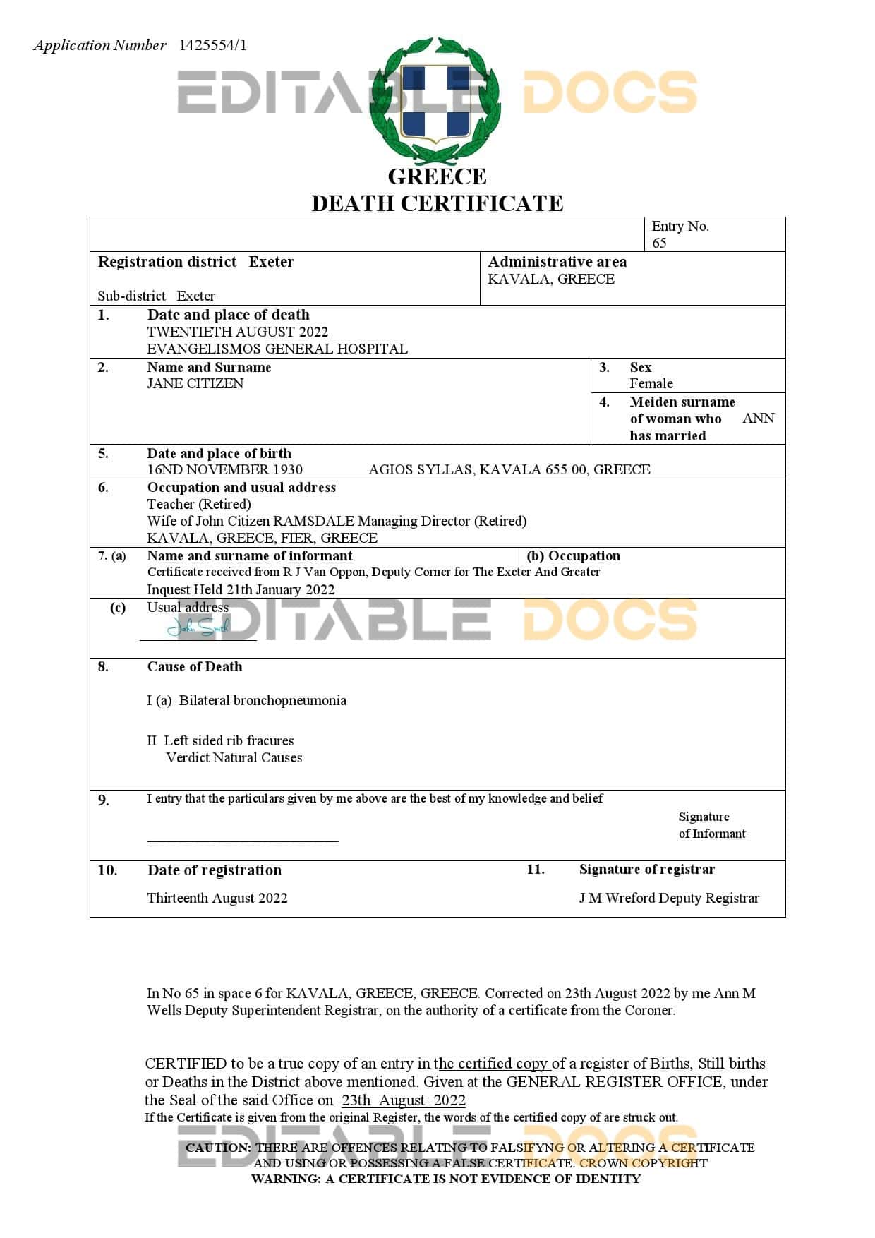 Greece-death-certificate.jpg Greece death certificate Word and PDF template