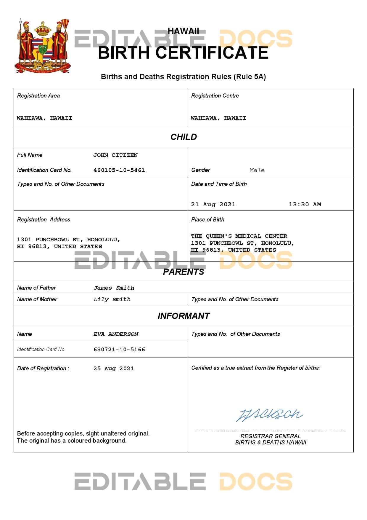 Hawaii-birth-certificate.jpg Hawaii birth certificate Word and PDF template