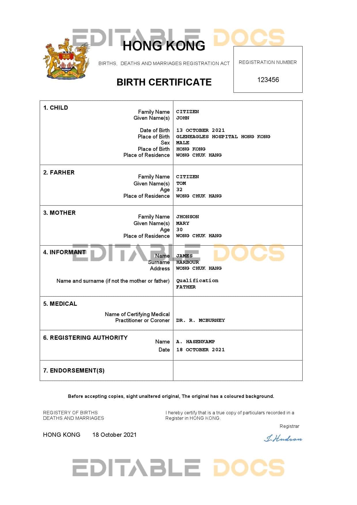 Hong-Kong-birth-certificate.jpg Hong Kong birth certificate Word and PDF template