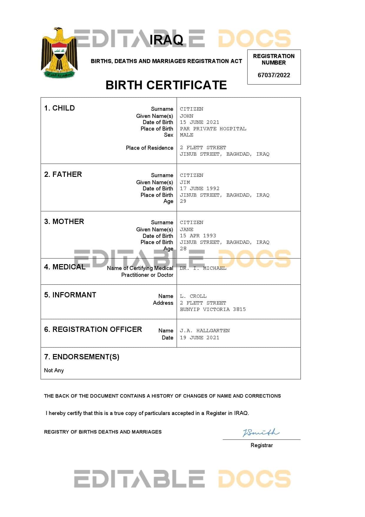 Iraq-birth-certificate.jpg Iraq birth certificate Word and PDF template