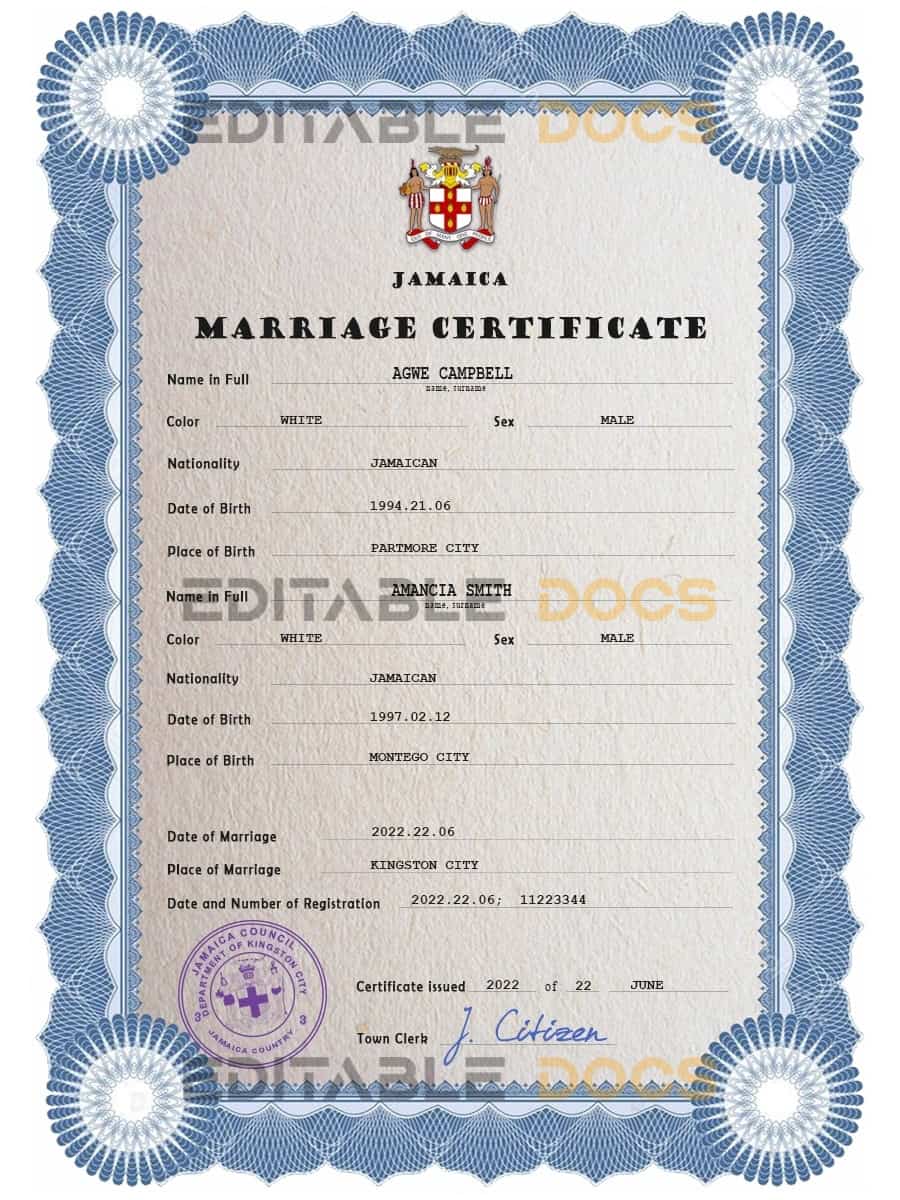 Jamaica-marriage-certificate-Word-and-PDF-template-completely-editable.jpg Jamaica marriage certificate Word and PDF template