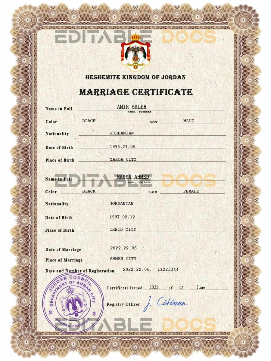 Jordan-marriage-certificate-Word-and-PDF-template-completely-editable.jpg Jordan marriage certificate Word and PDF template