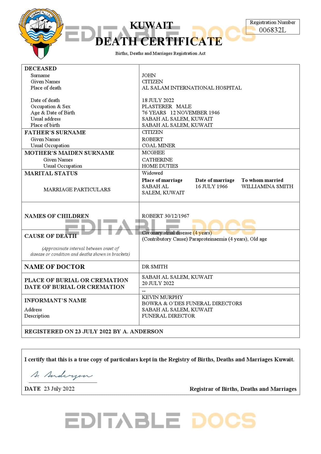 Kuwait-death-certificate.jpg Kuwait death certificate Word and PDF template