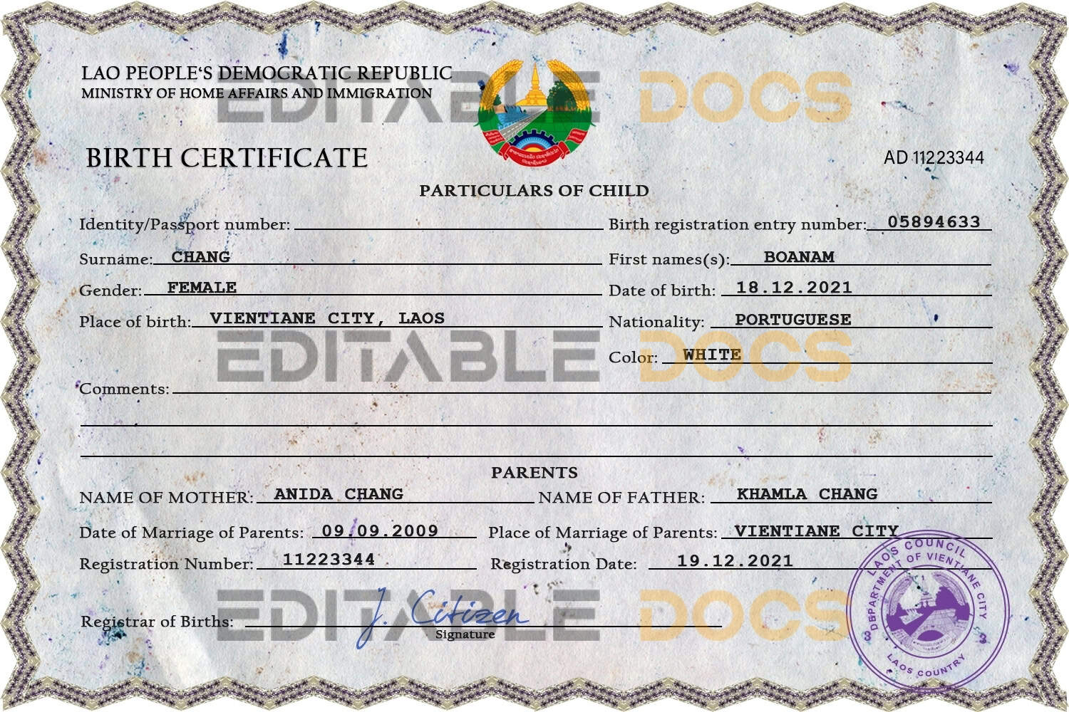 Laos-birth-certificate-PSD-template-completely-editable.jpg Laos birth certificate PSD template