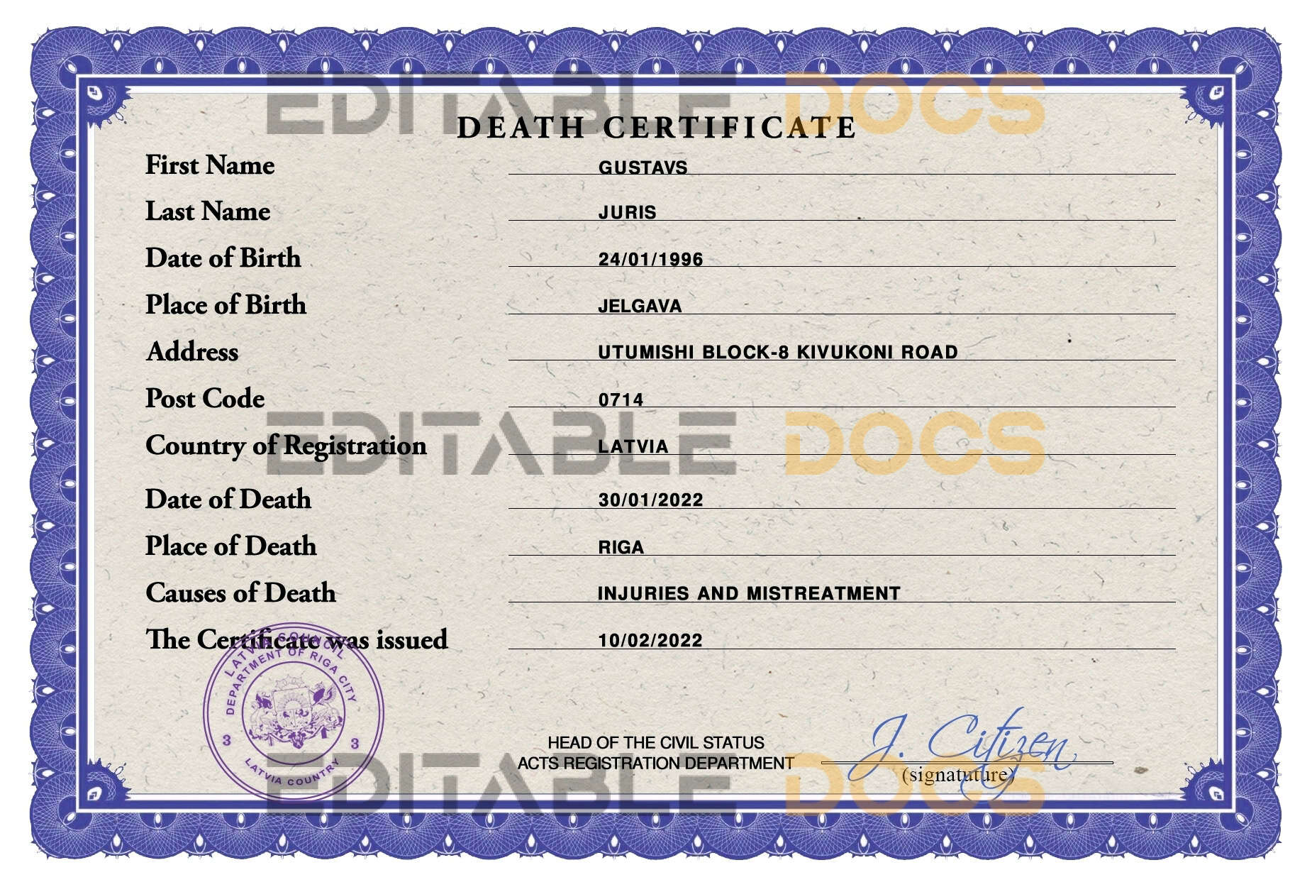 Latvia-death-certificate-PSD-template-completely-editable.jpg Latvia death certificate PSD template
