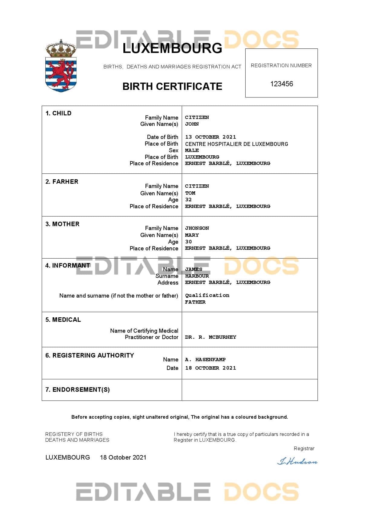 Luxembourg-birth-certificate.jpg Luxembourg birth certificate Word and PDF template