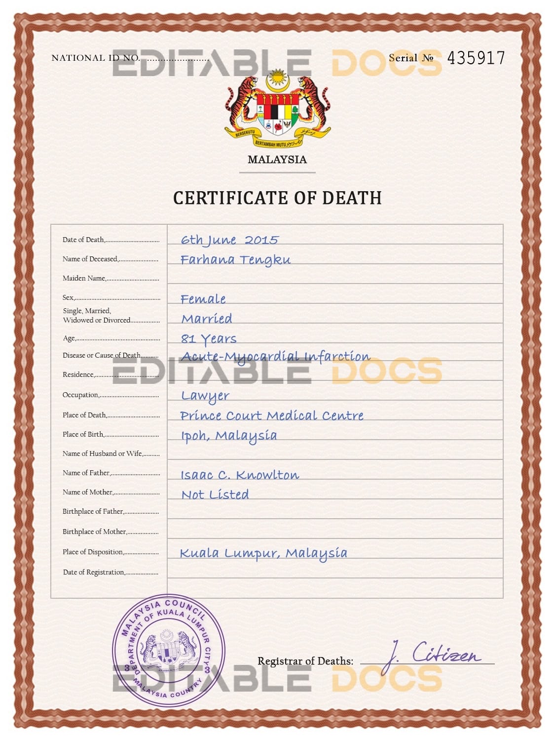 Malaysia-death-certificate-PSD-template-completely-editable.jpg Malaysia death certificate PSD template