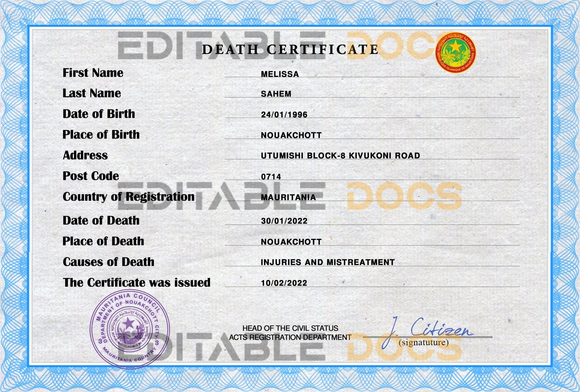 Mauritania-vital-record-death-certificate-PSD-template-fully-editable.jpg Mauritania vital record death certificate PSD template