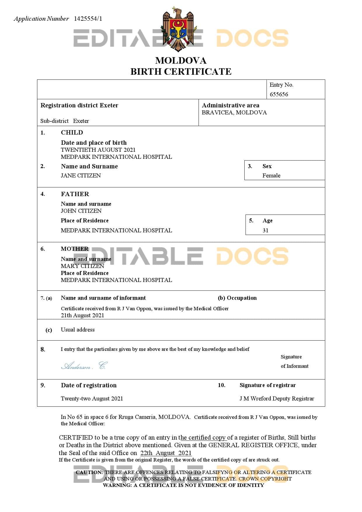 Moldova-birth-certificate.jpg Moldova birth certificate Word and PDF template