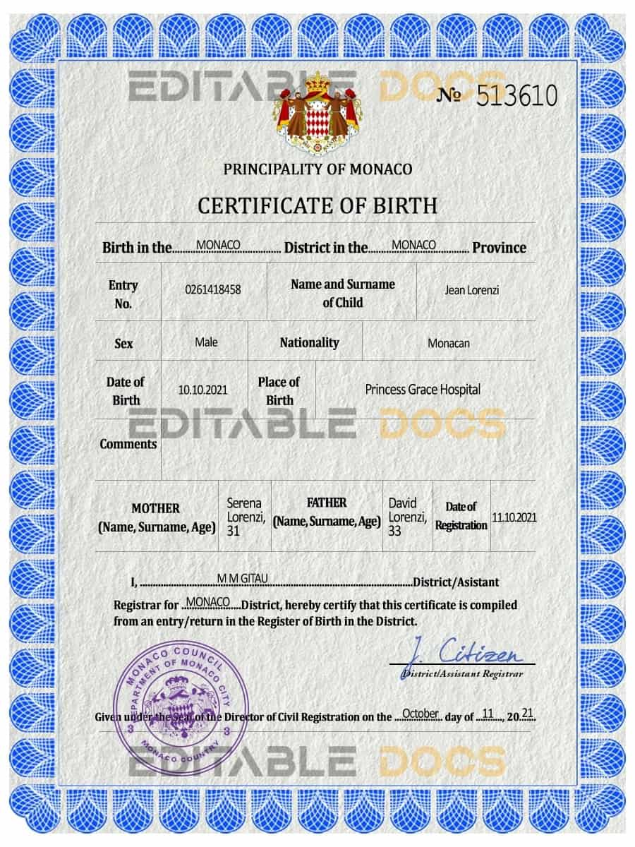 Monaco-vital-record-birth-certificate-PSD-template-fully-editable.jpg Monaco vital record birth certificate PSD template