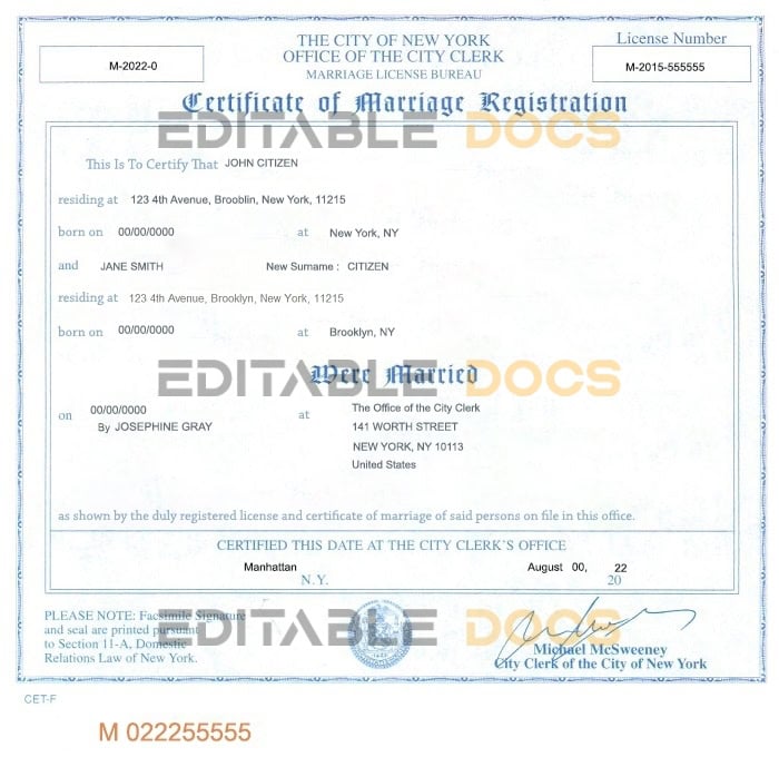 New York Marriage Certificate Editable PSD Templates New York Marriage Certificate Editable PSD Templates