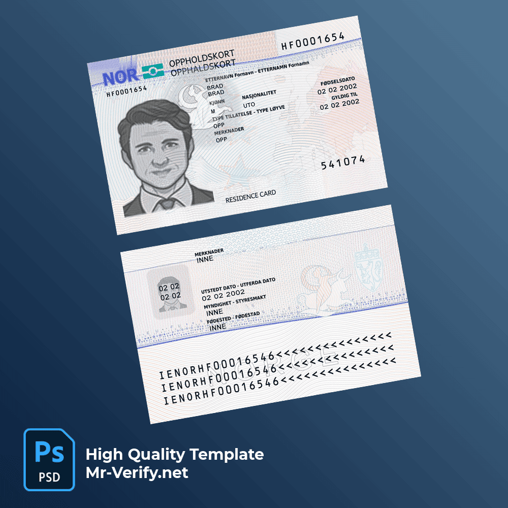 Norway-residence-permit-mrverify Norway residence permit card PSD template