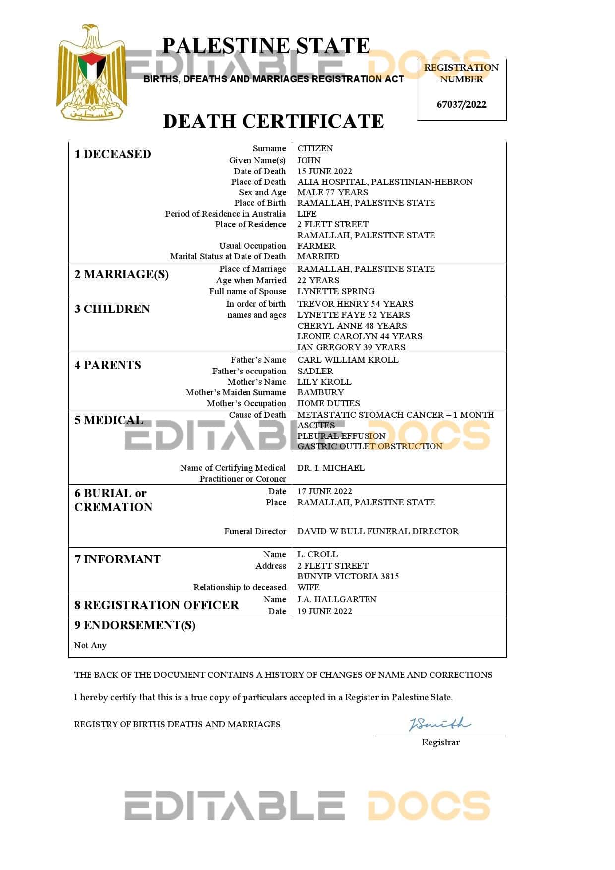 Palestine vital record death certificate Word and PDF templatePalestine vital record death certificate Word and PDF template Palestine vital record death certificate Word and PDF template