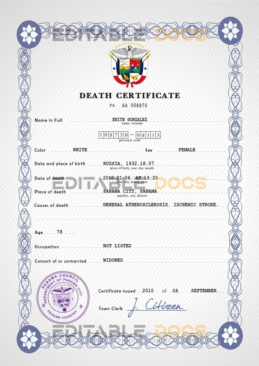 Panama-vital-record-death-certificate-PSD-template-fully-editable.jpg Panama vital record death certificate PSD template