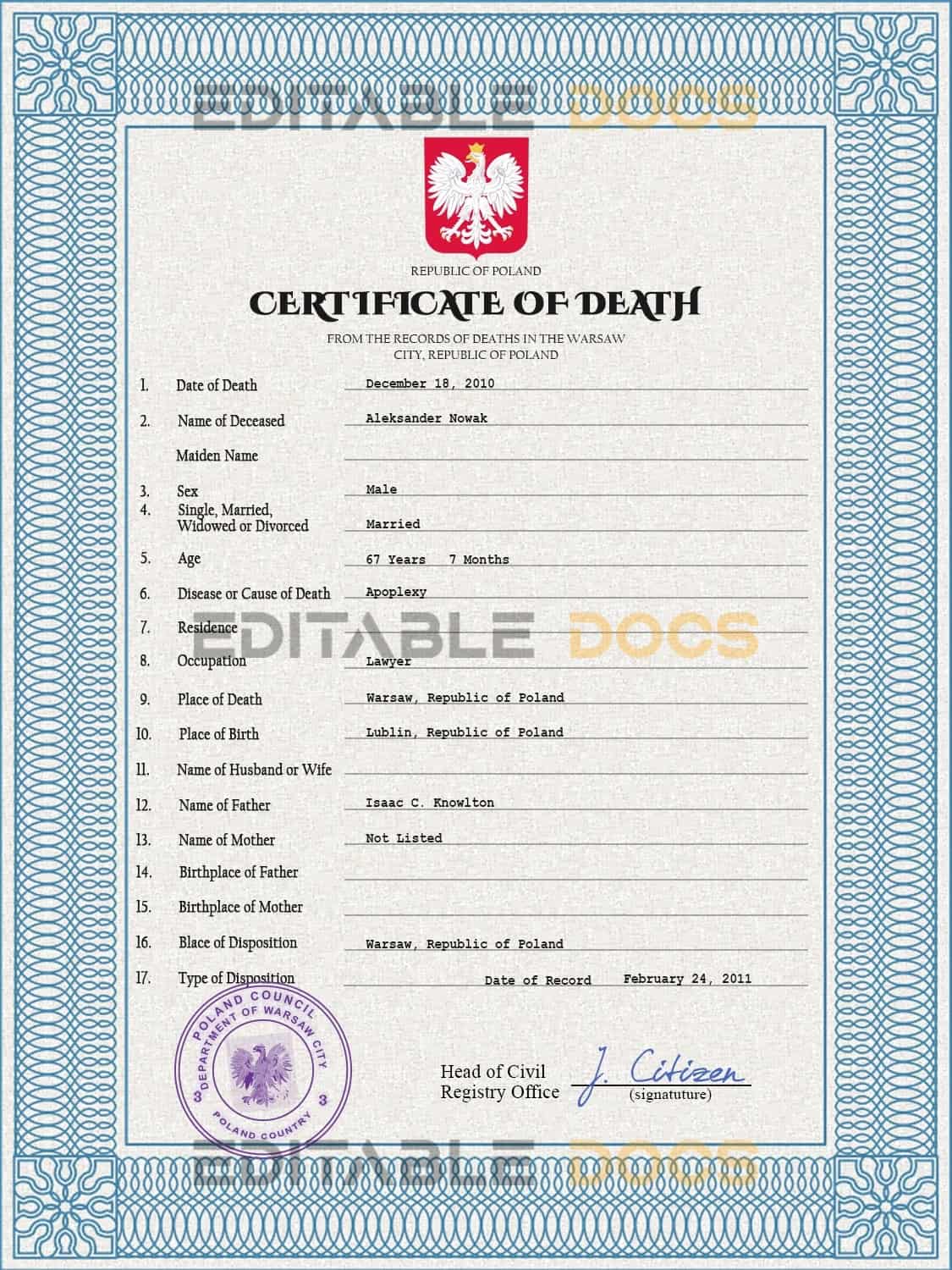 Poland-vital-record-death-certificate-PSD-template-fully-editable.jpg Poland vital record death certificate PSD template