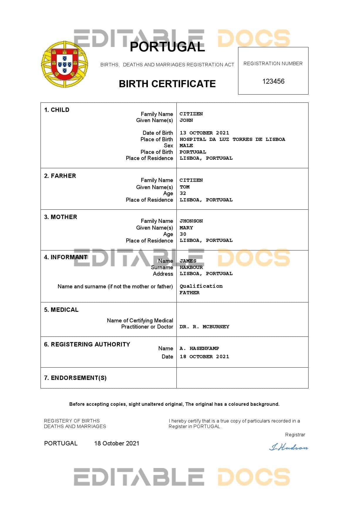 Portugal-birth-certificate.jpg Portugal birth certificate Word and PDF template