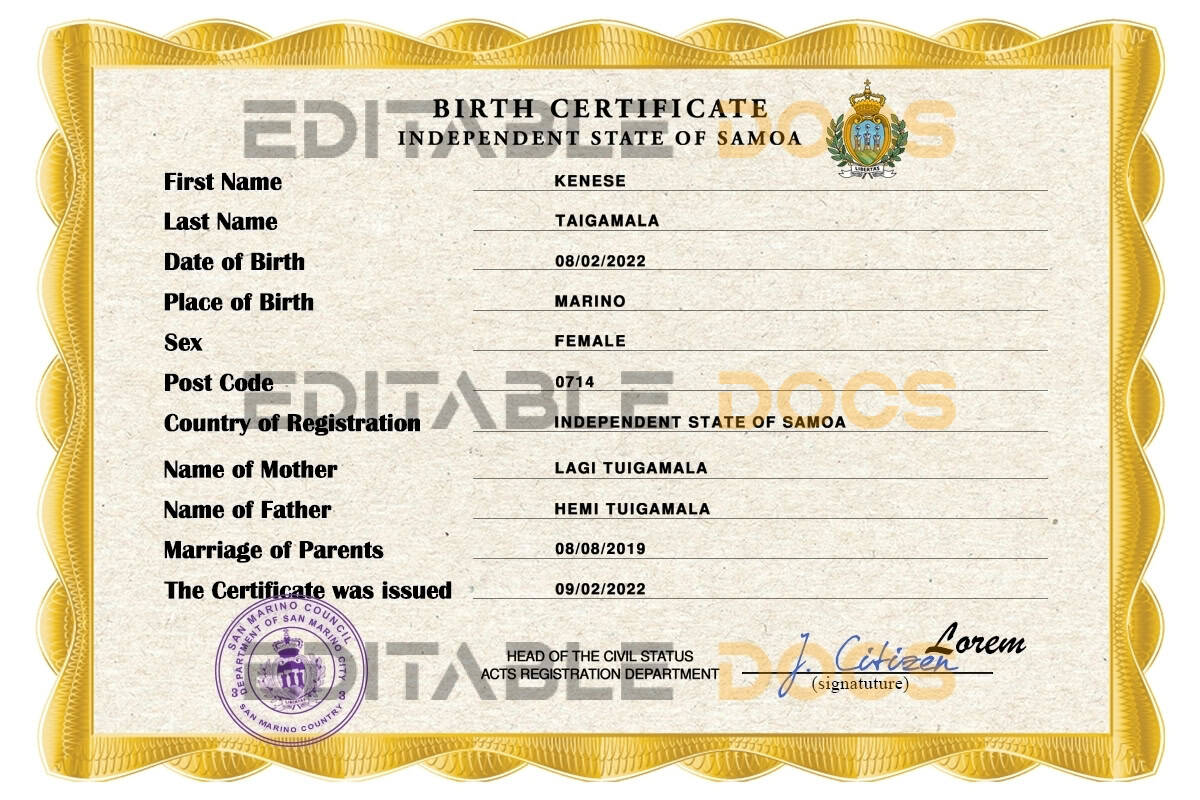 Samoa-vital-record-birth-certificate-PSD-template-fully-editable.jpg Samoa vital record birth certificate PSD template