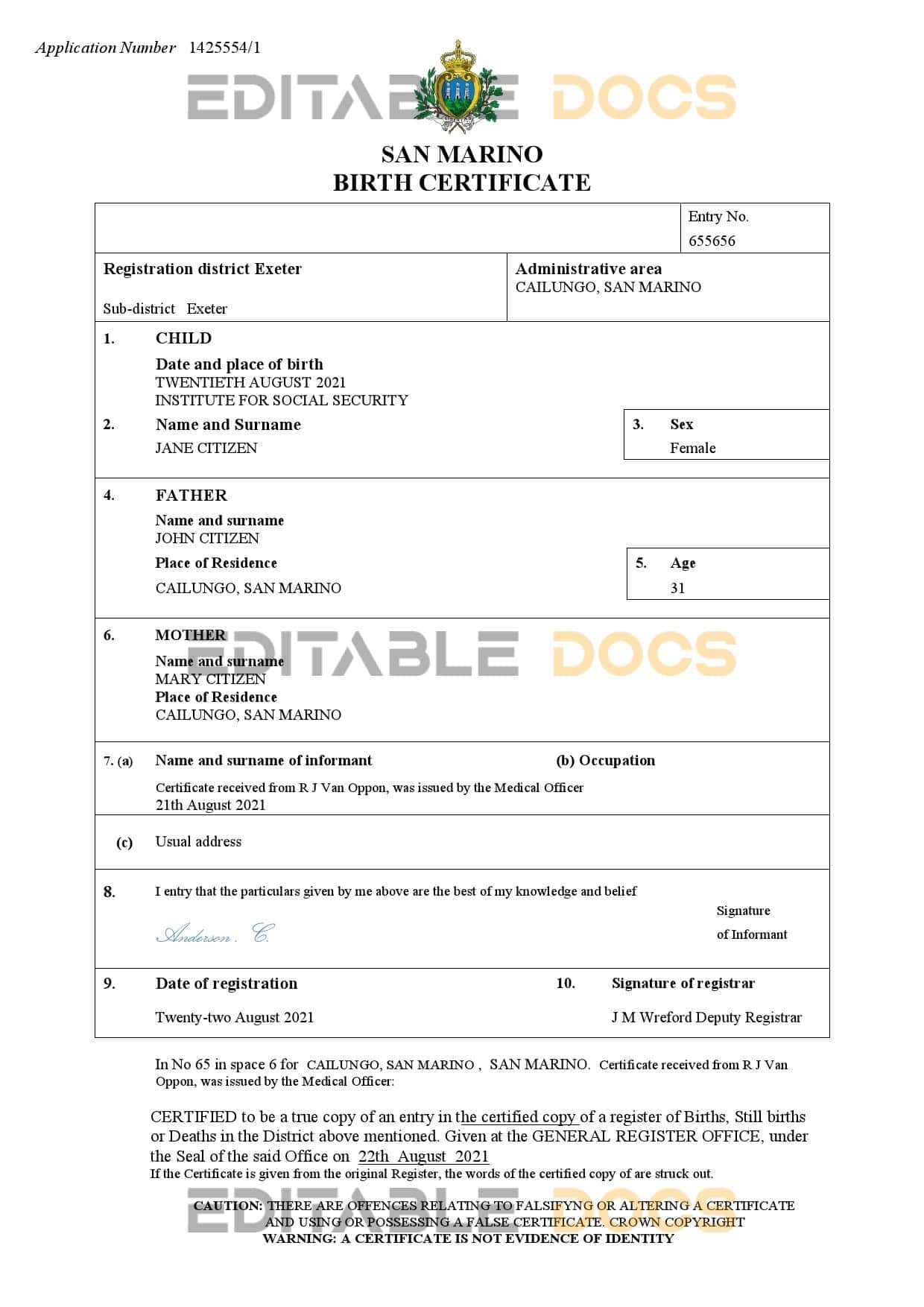 San-Marino-birth-certificate.jpg San Marino birth certificate Word and PDF template