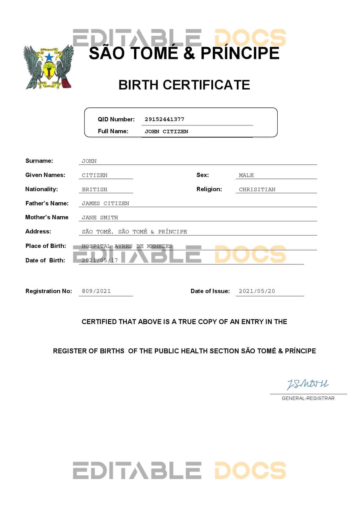 Sao-Tome-Principe-birth-certificate.jpg Authentic Sao Tome & Principe vital record Birth Certificate Template