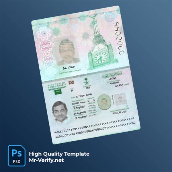 Saudi-Arabia-passport-mrverify Saudi Arabia passport psd template new version 2022 - present