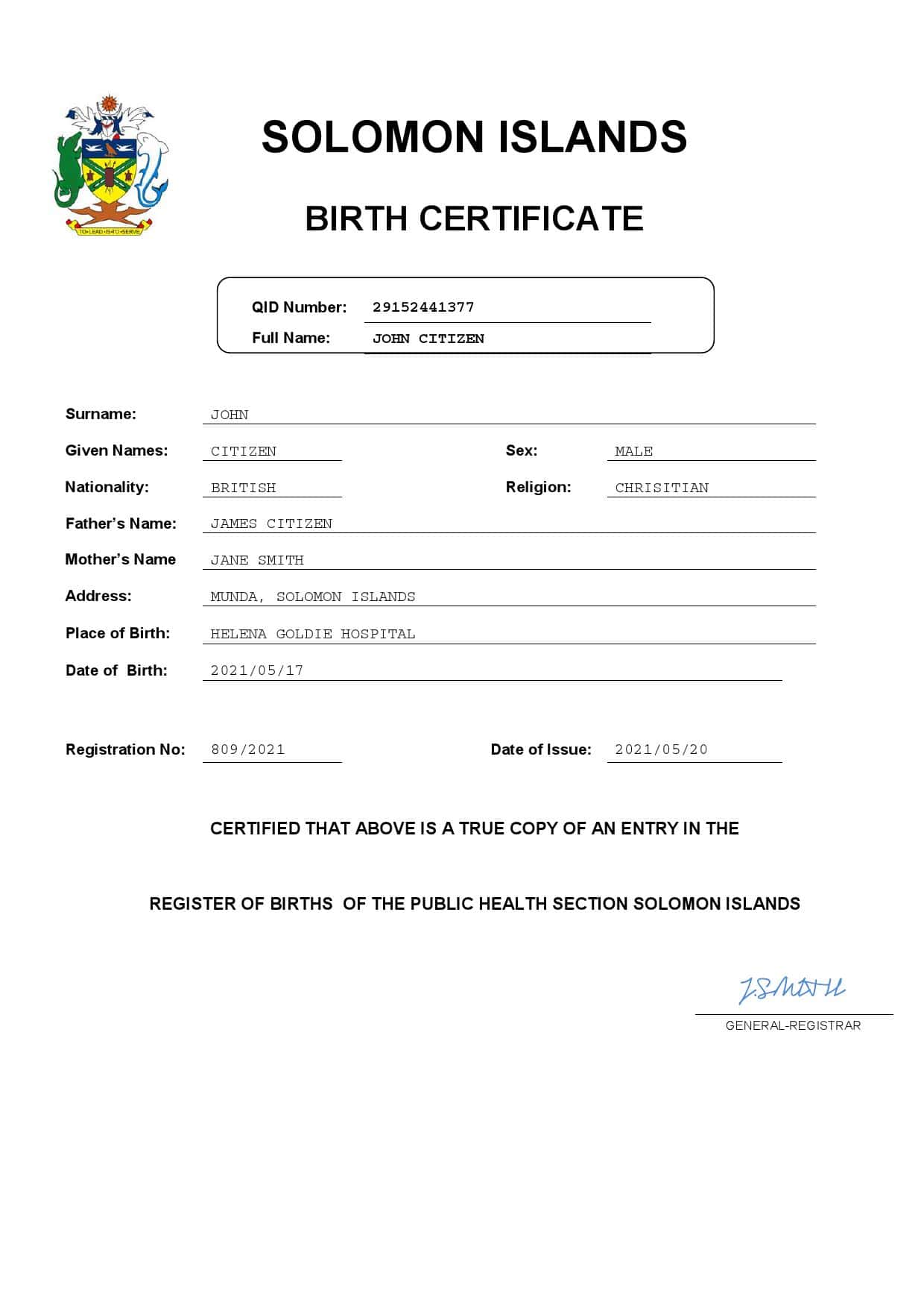 Solomon-Islands-birth-certificate.jpg Solomon Islands vital record birth certificate Word and PDF template