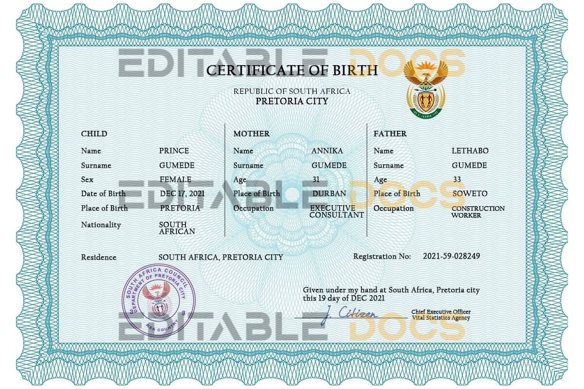 South-Africa-birth-certificate-PSD-template-completely-editable.jpg Authentic South Africa Birth Certificate Template