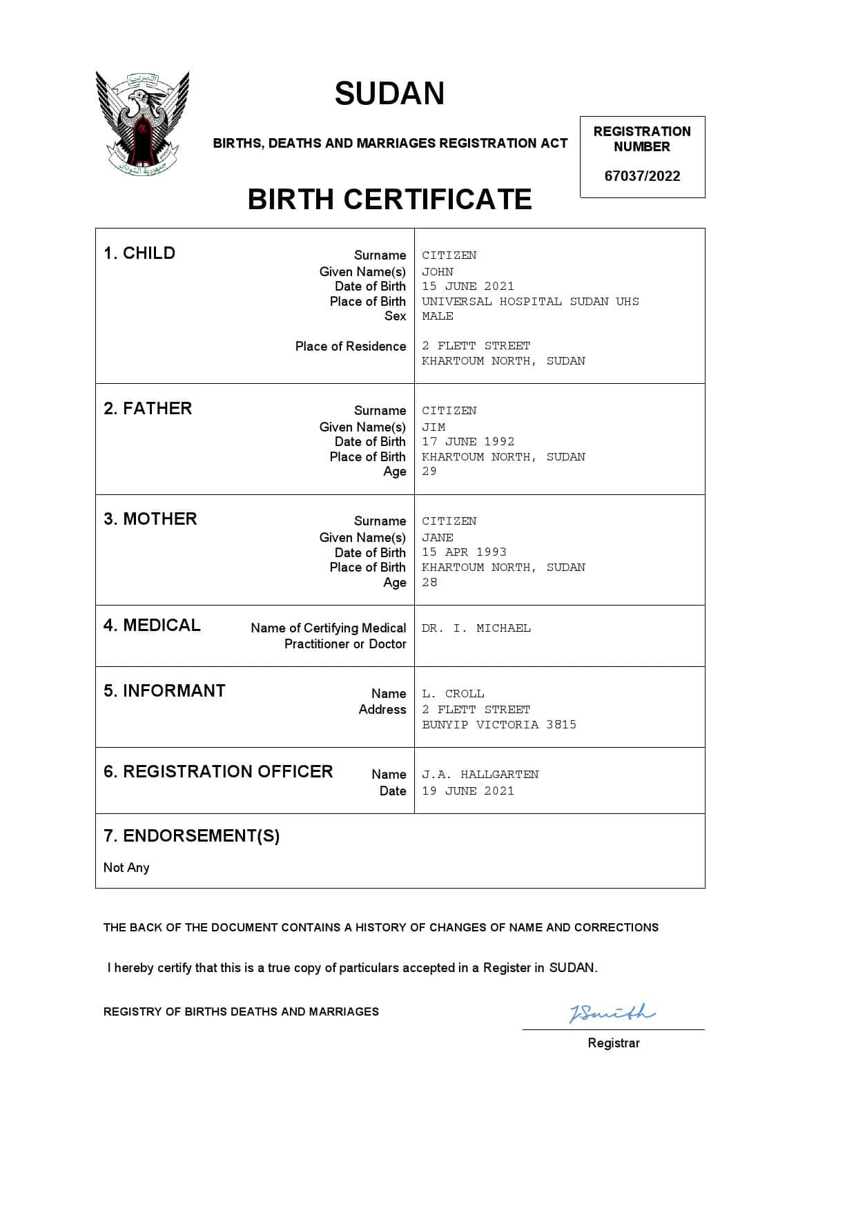 Sudan-birth-certificate.jpg Sudan birth certificate Word and PDF template