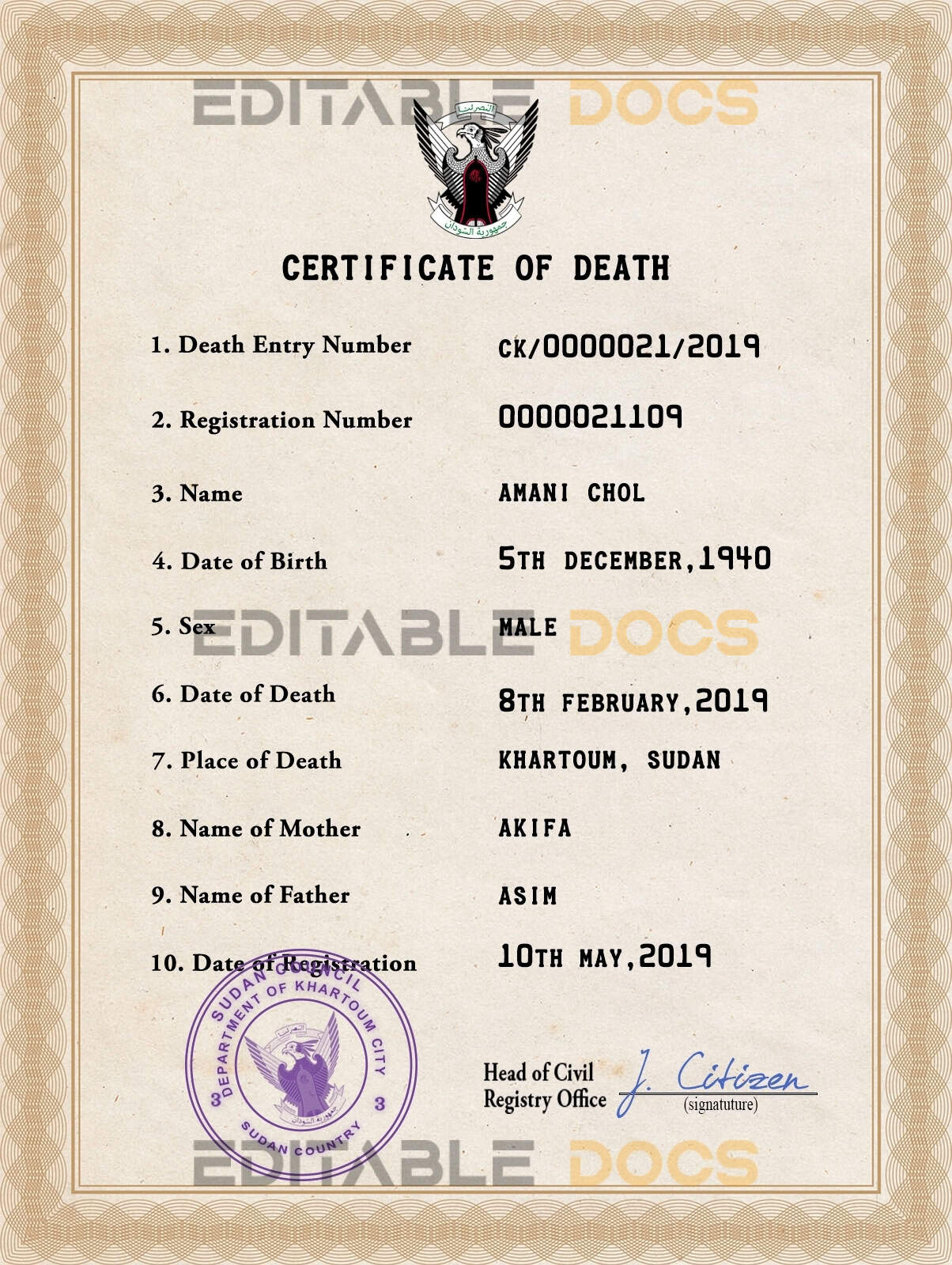 Sudan-death-certificate-PSD-template-completely-editable.jpg Sudan death certificate PSD template