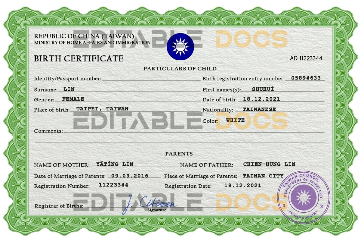 Taiwan-vital-record-birth-certificate-PSD-template-fully-editable.jpg Authentic Taiwan Birth Certificate Template