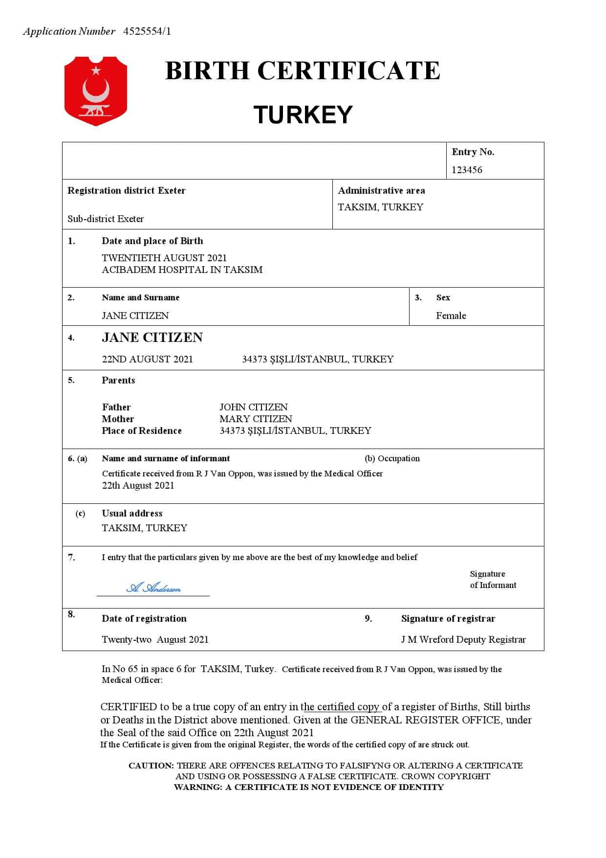 Turkey-birth-certificate.jpg Turkey birth certificate Word and PDF template
