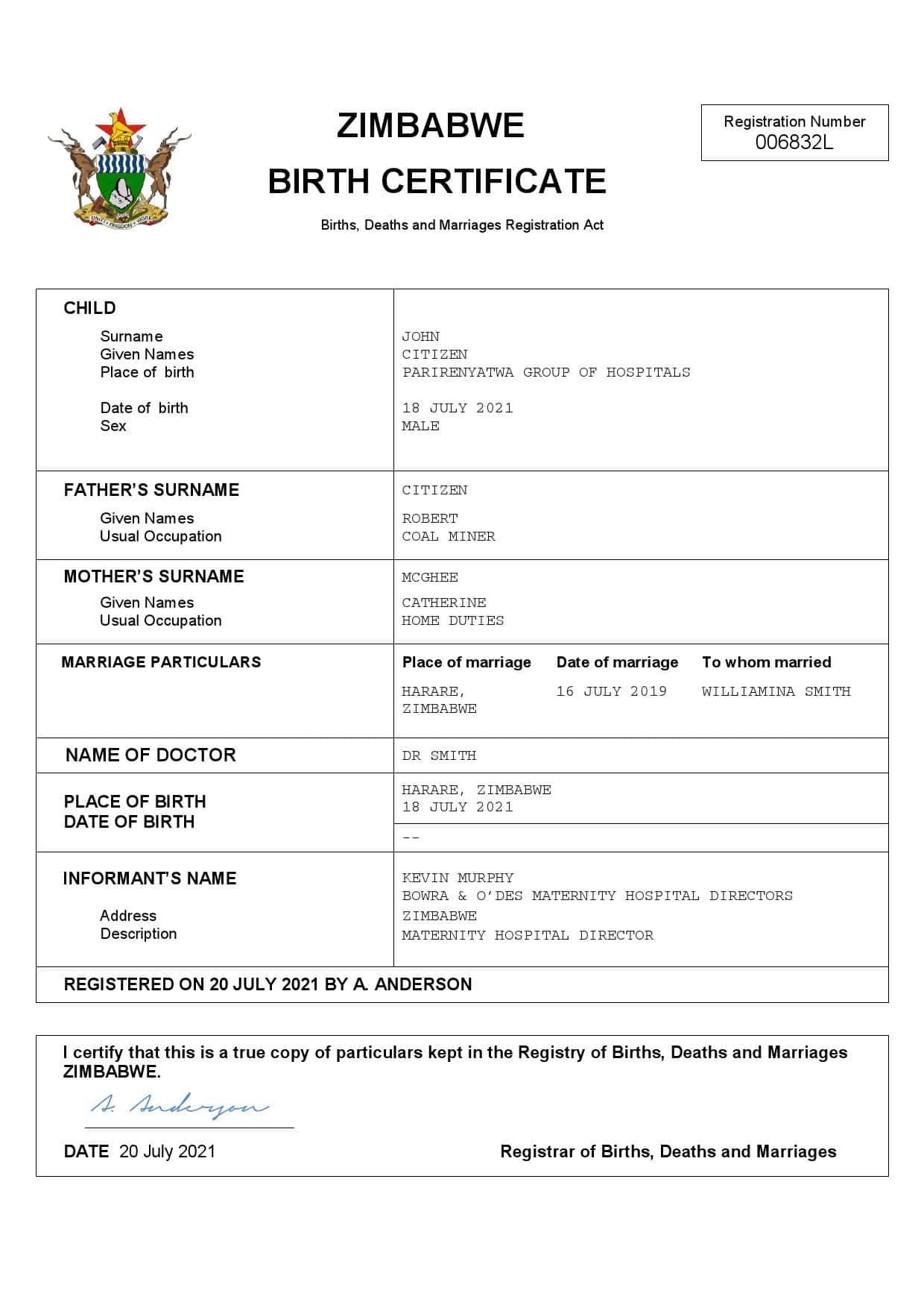 Zimbabwe-birth-certificate-Cop.jpg Zimbabwe vital record birth certificate Word and PDF template