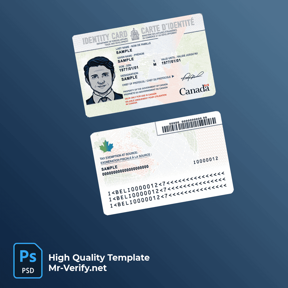 Canada ID template Canada id card psd template
