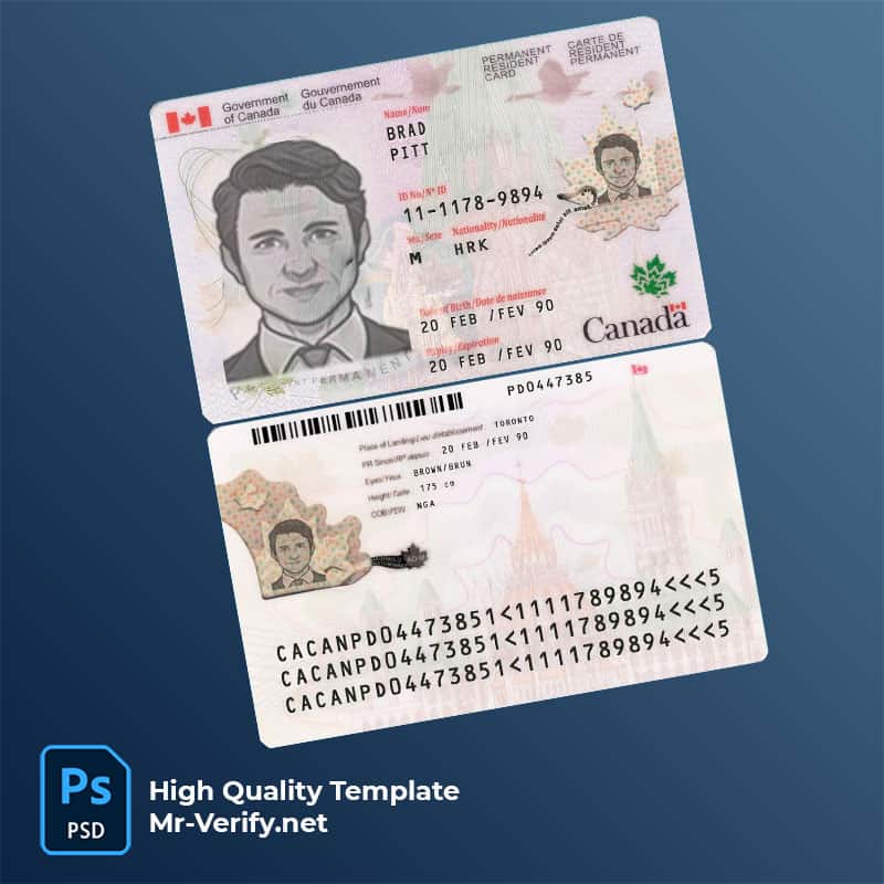 canada-residence-mrverify Canada Permanent resident card template new version
