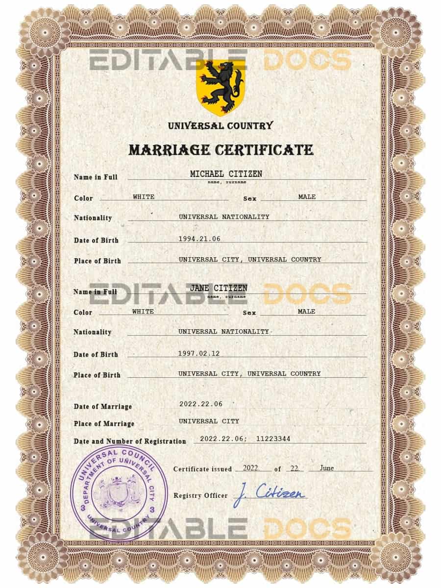 ceremony universal marriage certificate psd ceremony universal marriage certificate psd
