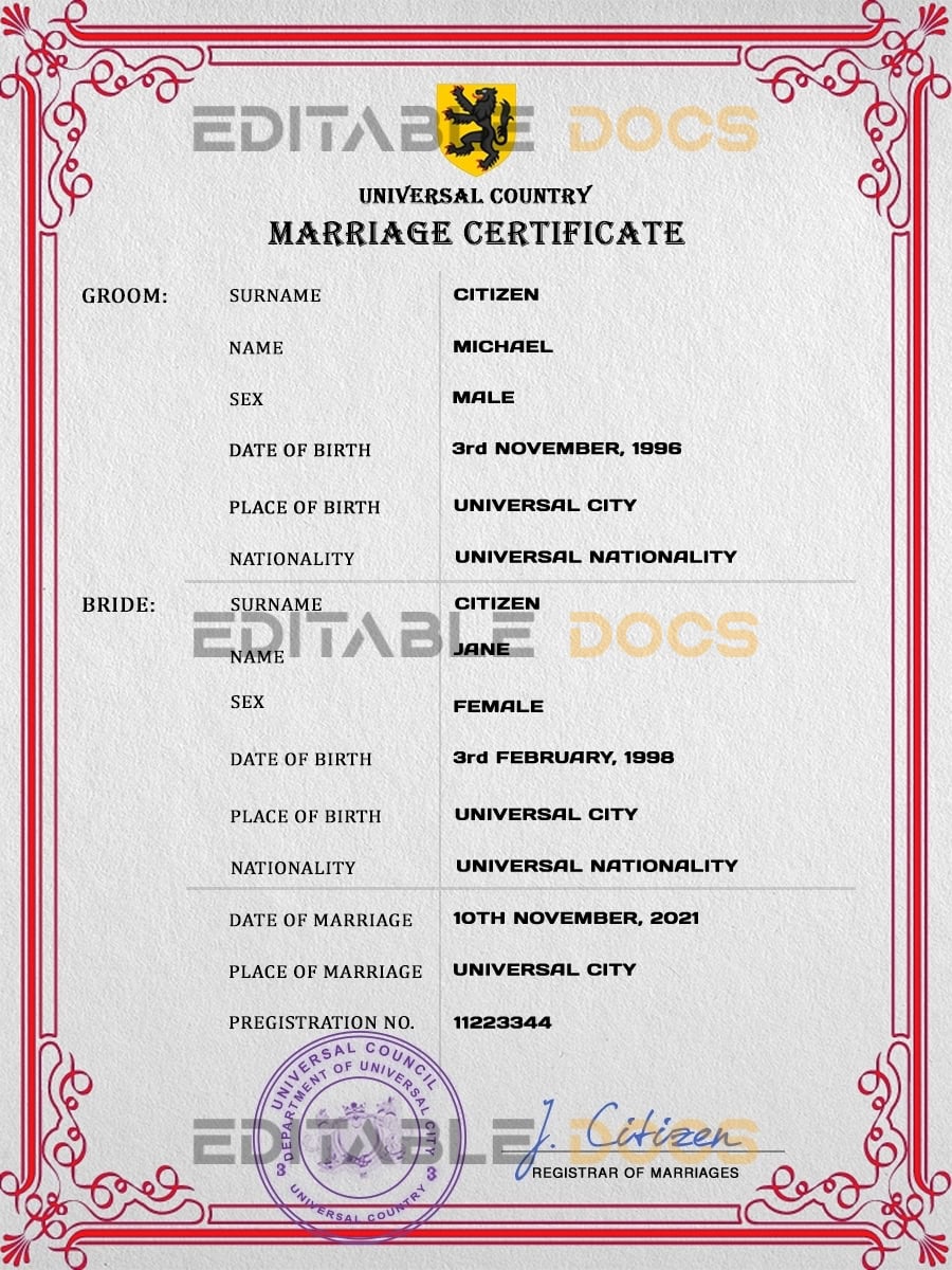 delight universal delight universal Marriage Certificate
