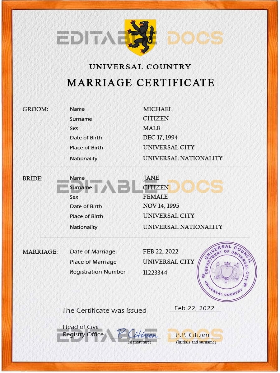 foregorund universal Marriage Certificate foregorund universal Marriage Certificate