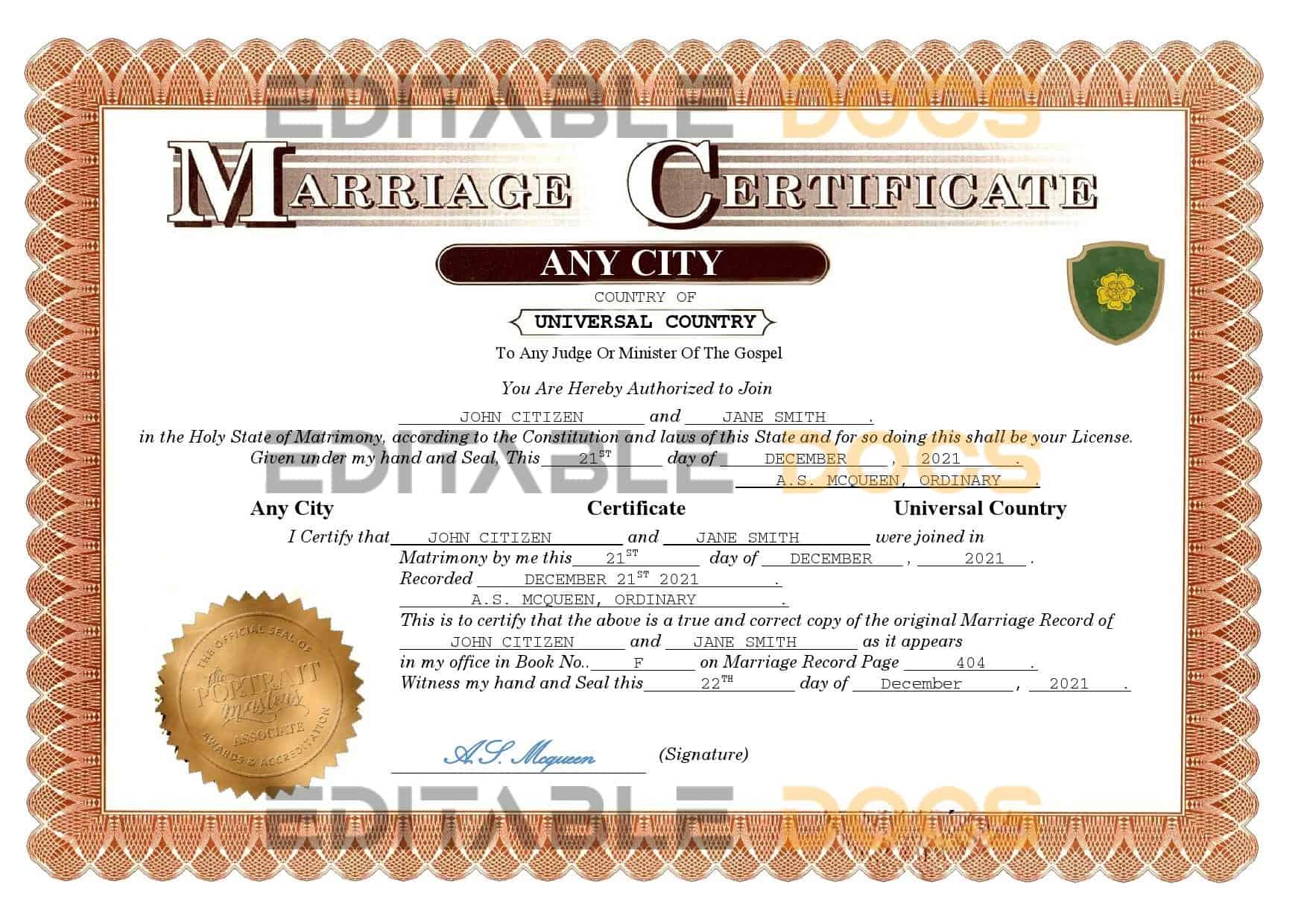 forever universal Marriage Certificate forever universal Marriage Certificate