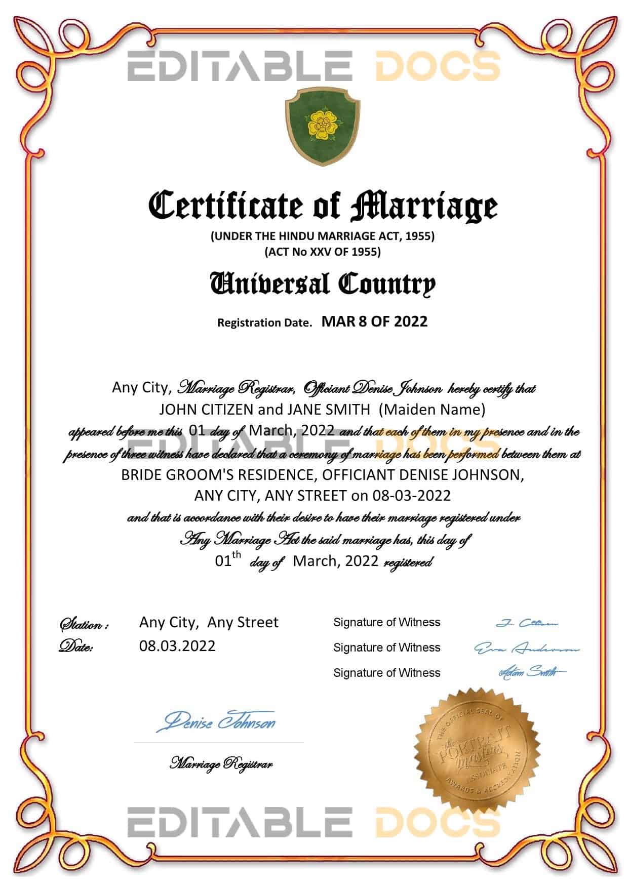 gloss universal Marriage Certificate gloss universal Marriage Certificate