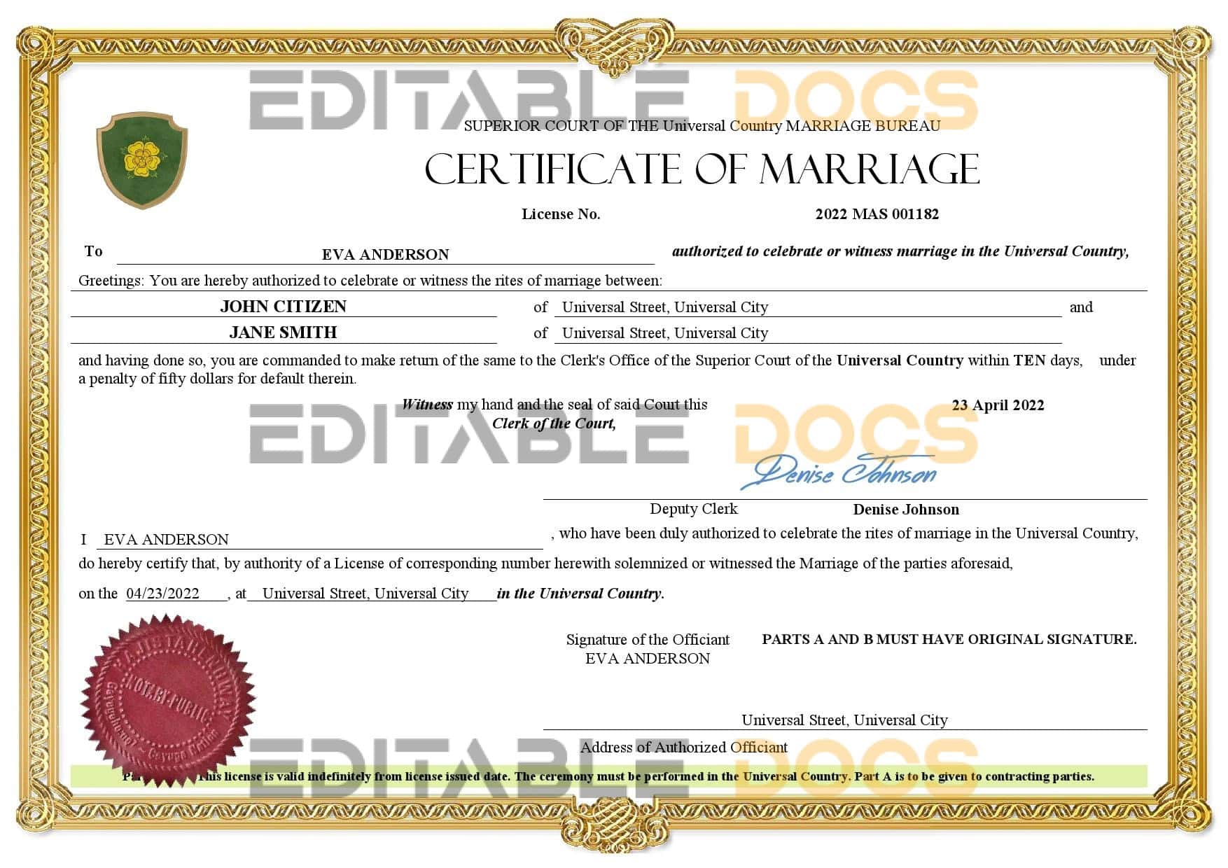 grace universal Marriage Certificate grace universal Marriage Certificate
