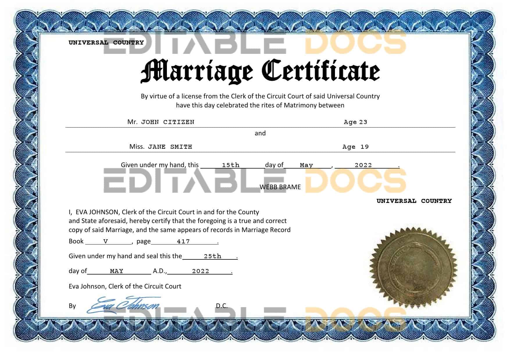 happy universal Marriage Certificate happy universal Marriage Certificate