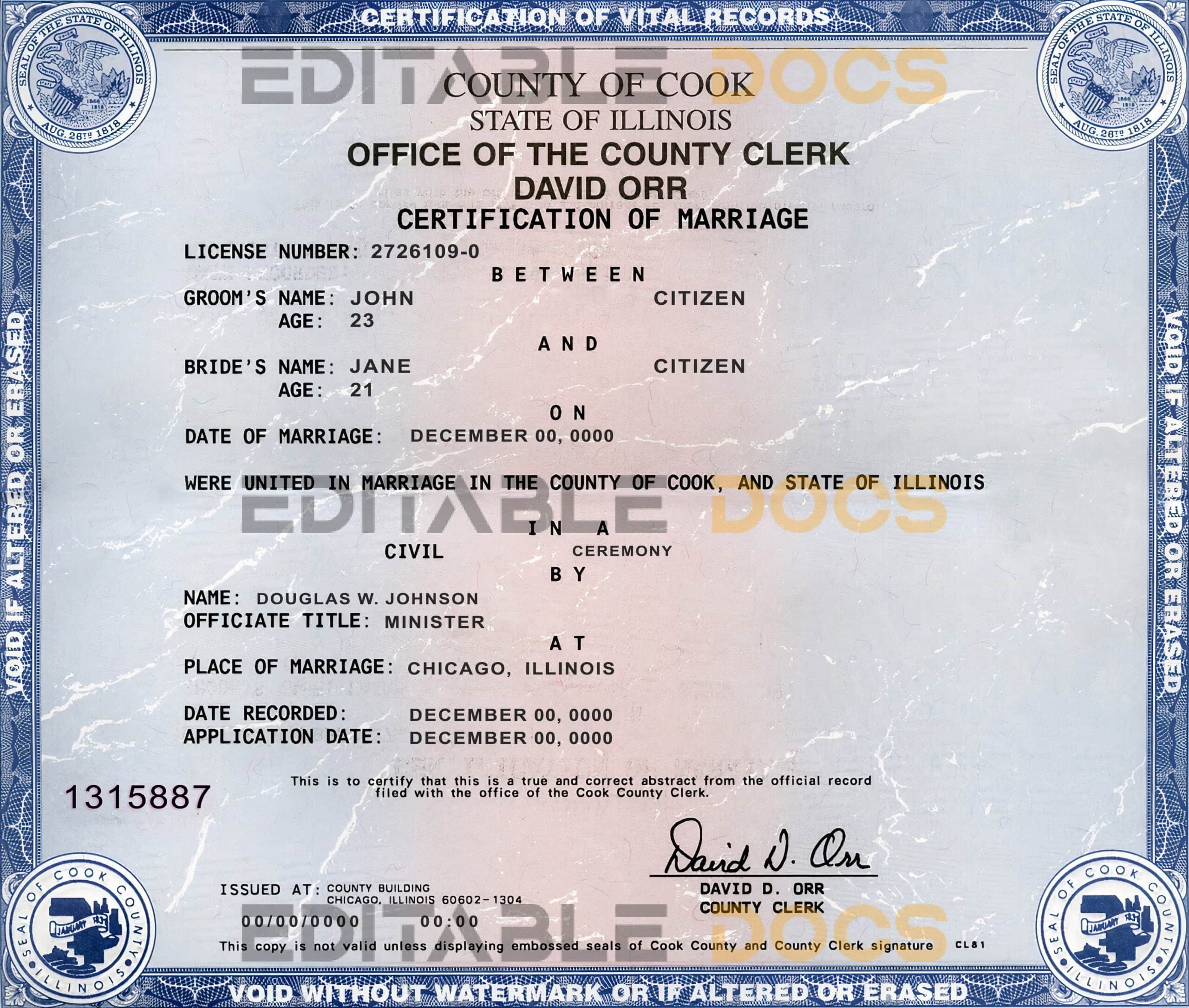 illinois Marriage Certificate Editable PSD Templates illinois Marriage Certificate Editable PSD Templates