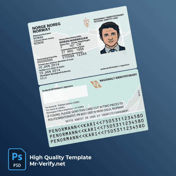 Norway ID template in PSD format new version